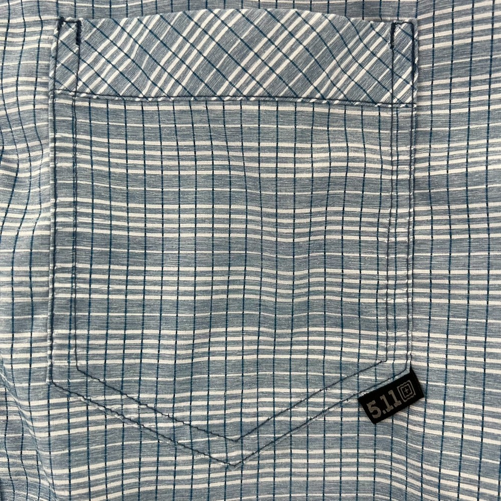 5.11 Tactical Shirt Mens XL Blue White Plaid Button Up Short Sleeve - Picture 5 of 16